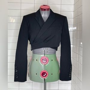 Zara 1/2 Blazer Black Lined and Cropped Medium wrap jacket
